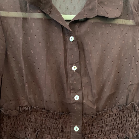 Surrealist Brown lace button down blouse - Picture 6 of 12